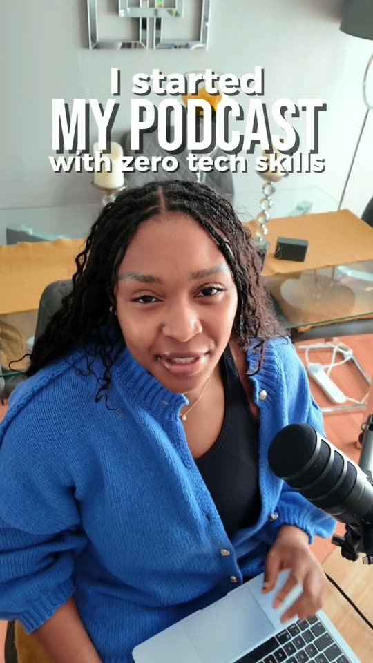 Shana presenting with the caption: I started my podcast with zero tech skills